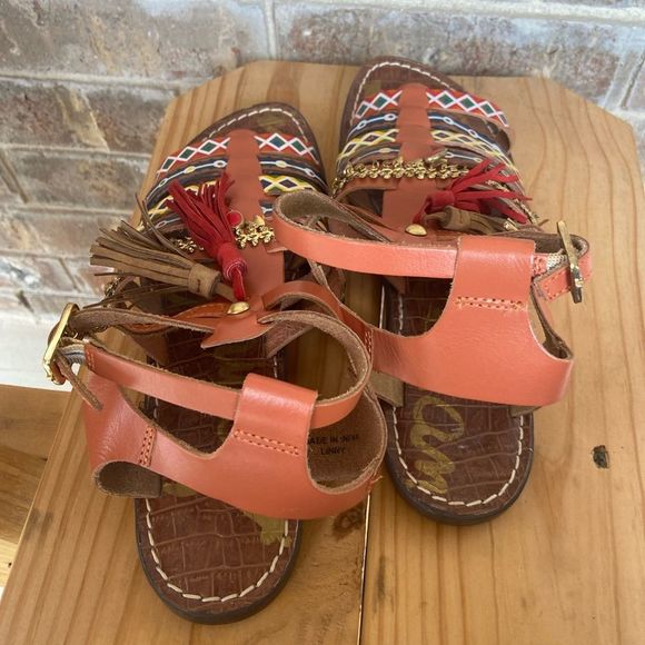 New Sam Edelman Linny Gladiator Sandals bohemian tassel painted jewel … - Picture 10 of 11